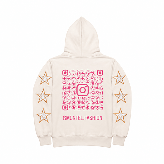Off-Pink Star Cotton Graphic Hoodie
