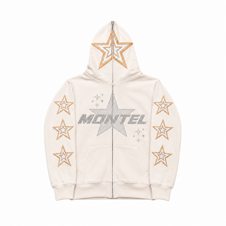 Off-Pink Star Cotton Graphic Hoodie